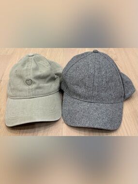 NEW Lot of 2 Hats Baseball Cap NWT OS Adjustable Gray Buckle Green Aerie AE